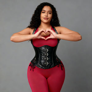 คอร์เซ็ตสไตล์พระราชวัง หนัง PU ช่วยกระชับสัดส่วน พร้อ<span class=keywords><strong>ม</strong></span>กระชับหน้าท้อง สายรัดไหล่สำหรับรองรับหน้า<span class=keywords><strong>อก</strong></span> - Product Image 5