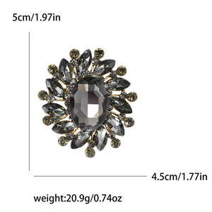 Broche Vintage Oval com Strass, Estilo Barroco, Halo Duplo, Flor de Girassol, para Mulheres, Alfinete de Lapela para Banquete, Ornamento para Vestido - Product Image 6