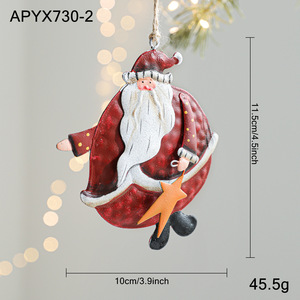 Ciondolo Babbo Natale in ferro, rosso, colorato, decorazione per albero di Natale retrò e invecchiata, oggetto decorativo. - Product Image 2