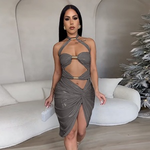 Re Mcgreen Star Sexy Night Club Boutique da donna in rete traforata Sexy da Club che appende il collo vestito con lacci da donna - Product Image 5