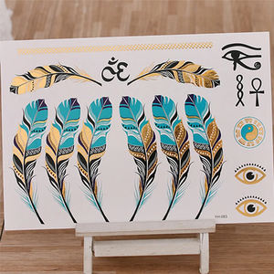 สติกเกอร์แทททูชั่วคราวลายใบไม้สีเงินและสีทองเมทัลลิกแบบฟอยล์ทอง Bxtats ดีไซน์ใหม่ ติดทนนาน ใช้งานง่าย - Product Image 5