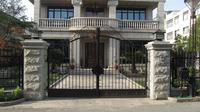 Portail battant en aluminium au design populaire, portail décoratif à double porte en fer pour maison