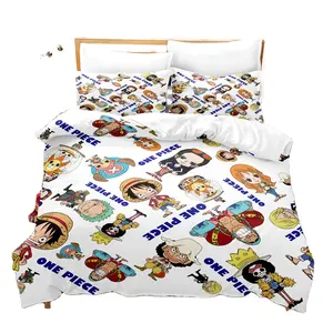 子供のための最高品質のデジタルプリント寝具ホームエココット3ピース羽毛布団カバーセットクイーン3DプリントモンキーD. ルフィシリーズ
