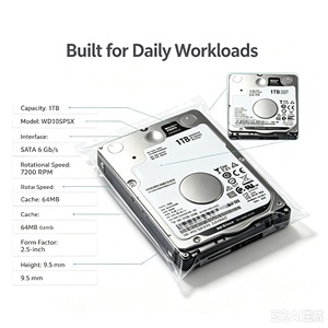 Disque dur interne pour ordinateur portable WD Black <span class=keywords><strong>WD10SPSX</strong></span> 1 To 7200 tr/min SATA 6 Gb/s 9,5 mm 2,5 pouces, original scellé - Product Image 4