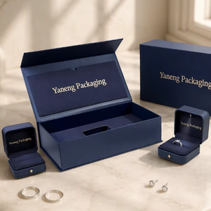 Boîte cadeau de luxe rectangulaire personnalisée avec logo fournisseur, en cuir PU et velours, écologique, pour bague de fiançailles, pendentif, longue chaîne - Product Image 4