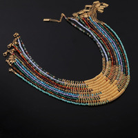 Collier ras de cou en acier inoxydable plaqué or PVD imperméable avec pierres précieuses facettées de 3 mm de petite taille, pierre naturelle, nouveau design JNK9412