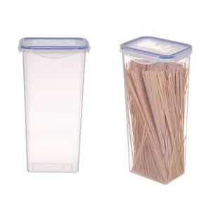 2L高气密大透明食品级塑料食品储物罐包装，带盖，用于储存意大利面条面粉谷类食品