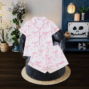 Conjunto de Pijama para Mujer 2025 con Blusa Estampada con Lazo y Pantalones a Juego, Cintura Elástica, Transpirable, Solo Lavado a Mano, Verano - Product Image 2