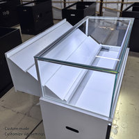 Comptoir d'exposition en verre avec éclairage LED en métal personnalisé, étanche, écologique, pour accessoires de téléphonie mobile, stand de vente au détail