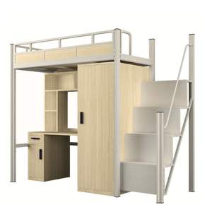 <span class=keywords><strong>Lit</strong></span> superposé moderne personnalisé en métal et bois <span class=keywords><strong>avec</strong></span> bureau intégré, <span class=keywords><strong>étagère</strong></span> et armoire de rangement pour chambre, école, dortoir - Product Image 1