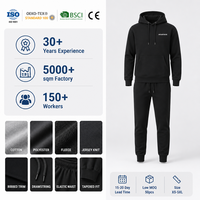 Ensemble de survêtement en molleton épais personnalisé unisexe, sweat à capuche avec poche kangourou, pantalon de jogging à revers côtelés, tenue chaude d'hiver