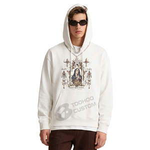 Sweat-shirts à capuche personnalisés de haute qualité en coton épais 450 GSM, coupe ample, style vintage délavé à l'acide, vierges, en gros - Product Image 2
