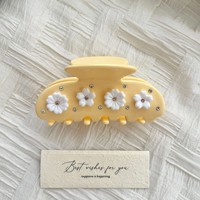 Pince à cheveux en acétate avec fleur 3D en strass, douce et antidérapante, pour femme, usage quotidien