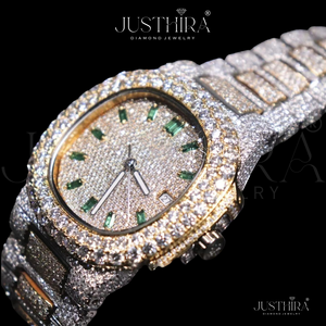 Premium Quality Moissanite Diamond Quartz <b>Watch</b> <b>Men</b> Stainless Steel Business <b>Waterproof</b> Wristwatch Available At Best Price - Product Image 3