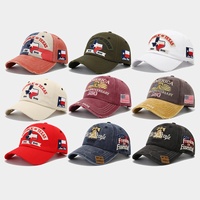 Casquette de baseball réglable à 6 panneaux en PVC, édition 250e anniversaire des États-Unis, broderie, protection solaire, style rétro, colorblock, effet délavé