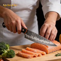 Couteau de chef japonais Kitchenbliss de 8 pouces en cuivre damas, fabriqué à la main en acier VG10, avec manche en bois Pakka