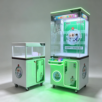 Machine d'arcade pliable compacte, facile à installer et à transporter, à monnayeur, avec éclairage LED néon, machine à griffes pliable
