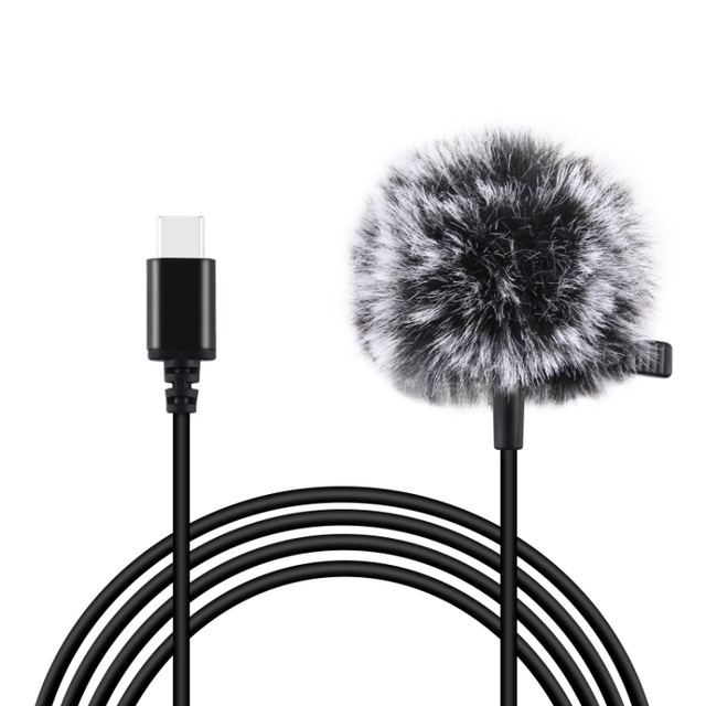 Factory Price PULUZ 1.5m USB-C / Type-C Jack Lavalier Wired Condenser Recording Microphone