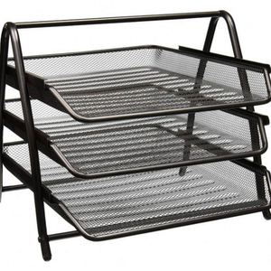 Mesh Wire Desk <b>Organizer</b> <b>File</b> Holder Document Tray 3 Parts Metal - Product Image 1