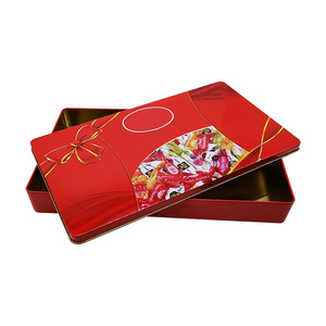 Wholesale food grade tinplate custom LOGO chocolate jar rectangular jar container metal gift box with lid