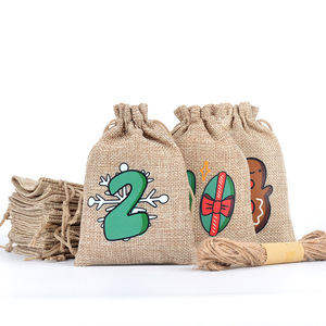 Sac cadeau de calendrier de Noël en tissu charmant pour décorations de vacances remplies de surprises - Product Image 5