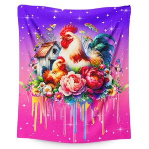 Colorful Floral Cow Flannel Blanket Throw Blanket Nap Blanket Super Soft Machine Washable for Home Office Nap Custom Print - Product Image 4