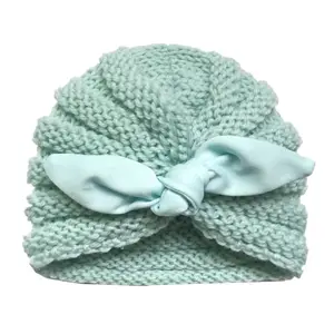 Chapeaux de lapin d'hiver de haute qualité accessoires pour bébé turban en laine oreilles de lapin chapeau nœud papillon