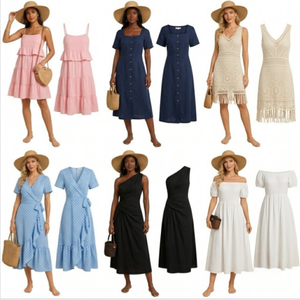 Vestidos de Verano Estilo Vacaciones, Conjuntos Surtidos, Envío Aleatorio, Vestidos Largos Casuales de Playa para Mujer - Product Image 1