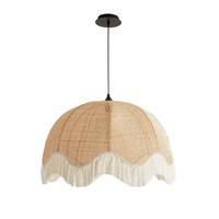 Abat-jour à franges, style bohème naturel, lampe suspendue artisanale en rotin tressé, forme coquille Saint-Jacques avec pompon, pour la décoration de bars et restaurants