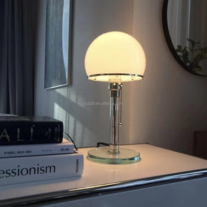 Lampe de bureau LED Design moderne nordique <span class=keywords><strong>Wilhelm</strong></span> Wagenfeld Bauhau Lampe de table Lustre latéral de lit avec verre pour chambre - Product Image 4
