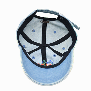 Casquette de baseball en jean délavé personnalisée, casquette de papa vintage en coton avec broderie florale, casquette décontractée ajustable en gros pour femme - Product Image 2