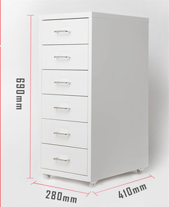 Meuble de rangement mobile vertical en métal coloré avec 6 tiroirs en acier, petit classeur moderne sous bureau - Product Image 6