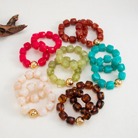 Bracelets de mode, bracelets bohèmes, ensemble de bracelets en perles de résine colorées, bijoux fantaisie à grosses perles, bracelet de couple