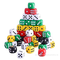 Dés de jeu ronds en plastique, 16mm, personnalisés, couleur acrylique, usine, pièces