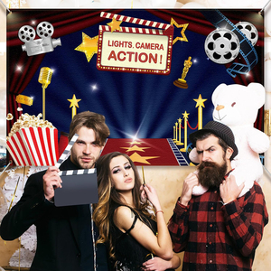 Bannière de fond portable pour remise de diplôme et <span class=keywords><strong>anniversaire</strong></span> 110x180cm en polyester pour décorations de fête cinéma - Product Image 6