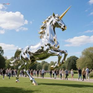 Grand support en acier inoxydable géant 304/316SS pour vernis à miroir de l'<span class=keywords><strong>Europe</strong></span> <span class=keywords><strong>mythe</strong></span> public de station personnalisée Sculpture de licorne pour la décoration de paysage - Product Image 4