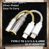 Adaptateur audio DAC Type-C CX31993 2.5/3.5/4.4mm, amplificateur de casque portable Hi-Fi, câble plaqué argent, gaine en nylon, combinaison