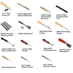 18pcs Professional <strong>Leather</strong> <strong>Sewing</strong> Tools <strong>Kit</strong> Includes Punch Saddle Groover Carving Stitching Accessories for Carving <strong>Sewing</strong> - Product Image 6
