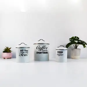 Coffee Canister BX Hight Quality Storage Canisters Tea Sugar Coffee Canisters Set Of 3 Metal Kitchen Food Minimalist White Box Customized Modern