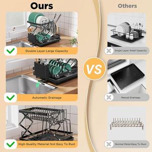 Égouttoir pliable pour la vaisselle et les ustensiles de cuisine, support de rangement pour assiettes et bols - Product Image 2