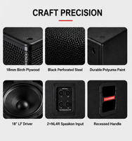 Subwoofer professionnel simple de 18 pouces, 600W AES, 2400W de crête, bobine vocale de 100 mm, façade en contreplaqué de bouleau de 18 mm, Bass Reflex, 8 Ohms, pour KTV, bars et clubs