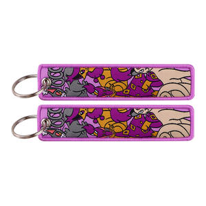 Großhandel klassische japanische Comic-Tasche Monster Stickerei gewebte Jet Tags Ring <span class=keywords><strong>Anime</strong></span> Lanyard Stoff Schlüssel bund Schlüssel anhänger - Product Image 6