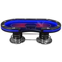 YH Casino De Luxe En Bois 96 Pouces Jeu 10 Joueurs Led Professionnel Texas Poker Table De Poker À Vendre
