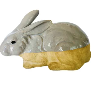 กระต่ายเซรามิกรูปปั้นกระต่ายเซรามิกงานฝีมือและของขวัญ