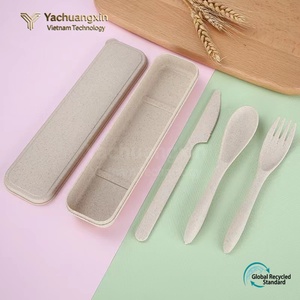 Juego de Cubiertos Portátiles de Plástico, Cuchara, Tenedor y Cuchillo, Material PP Ecológico, Color Gris Azulado, Vajilla de Viaje - Product Image 2