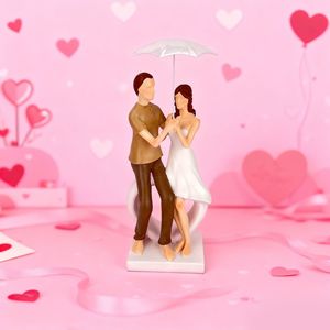 Statuetta <span class=keywords><strong>in</strong></span> <span class=keywords><strong>Resina</strong></span> di Coppia con Ombrello, Decorazione Festiva da Scrivania, Oggetto d'Arredo, Regalo Aziendale - Product Image 2