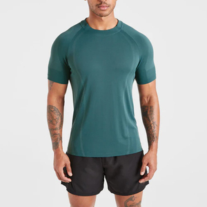T-shirts d'été pour hommes, de haute qualité, personnalisables avec logo, coupe ajustée, manches courtes, col rond, respirants, sportifs, sans coutures, unis - Product Image 5
