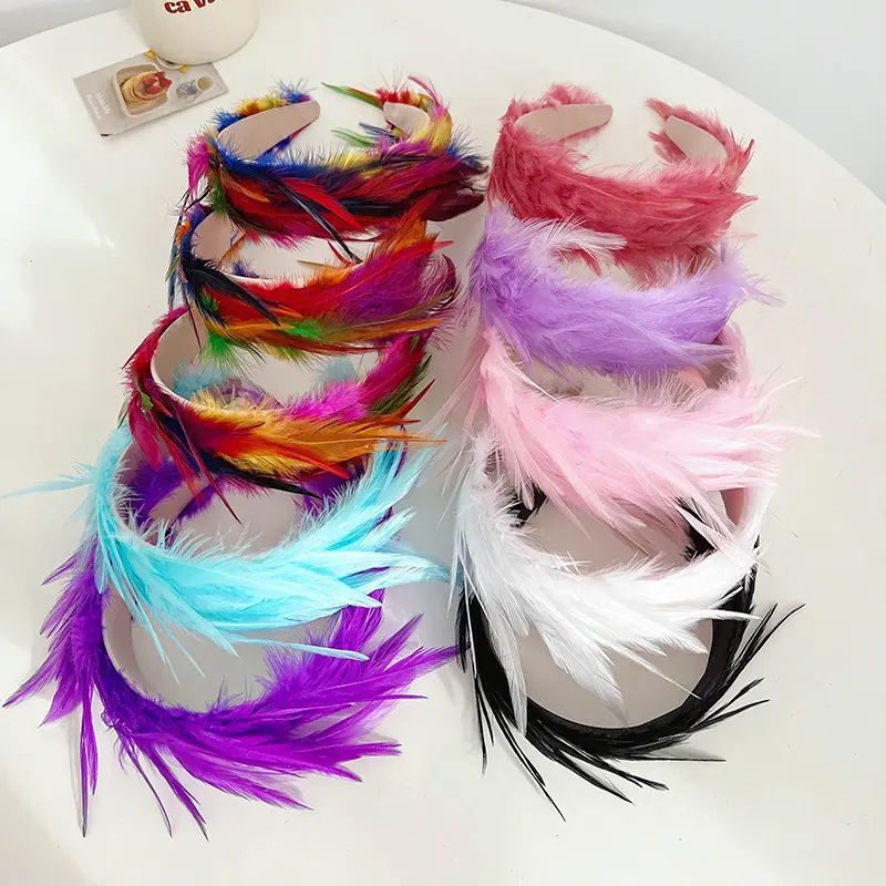 Diademas de trabajo a mano, accesorios para el cabello de plumas bohemias, estilo de diseñador, nuevas