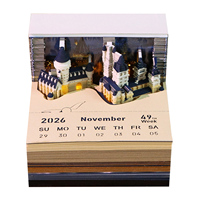 Calendrier de bureau 3D Harry Potter Château de Poudlard avec lumière LED, notes autocollantes, cadeau fantaisie anime, calendrier 3D sculpté en papier avec lumière