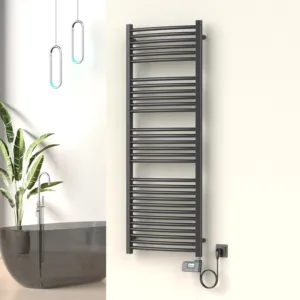 AVONFLOW Smart Heated Towel Rail Wall Mounted Black Electric Towel Rack Shelf Heated Towel Warmer